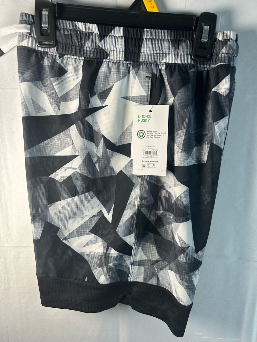 Athletic Works Black & White Geometric Printed Performance Shorts L(10-12)